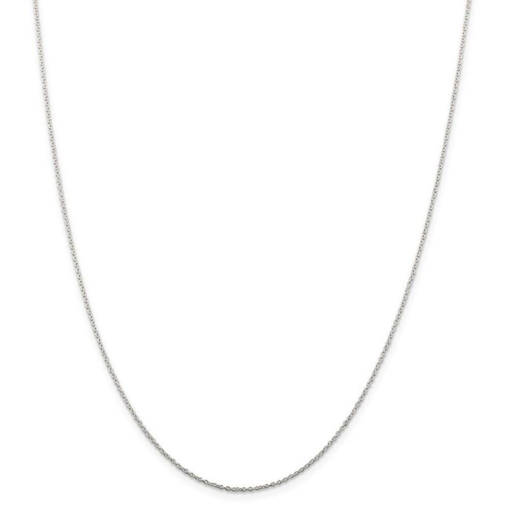 1mm Rhodium Plated Sterling Silver Solid Cable Chain Necklace, 30 Inch